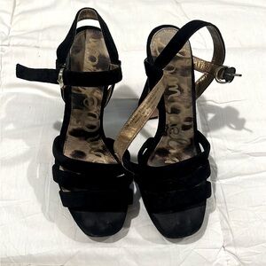 Sam Edelman high heeled platform sandal - black suede